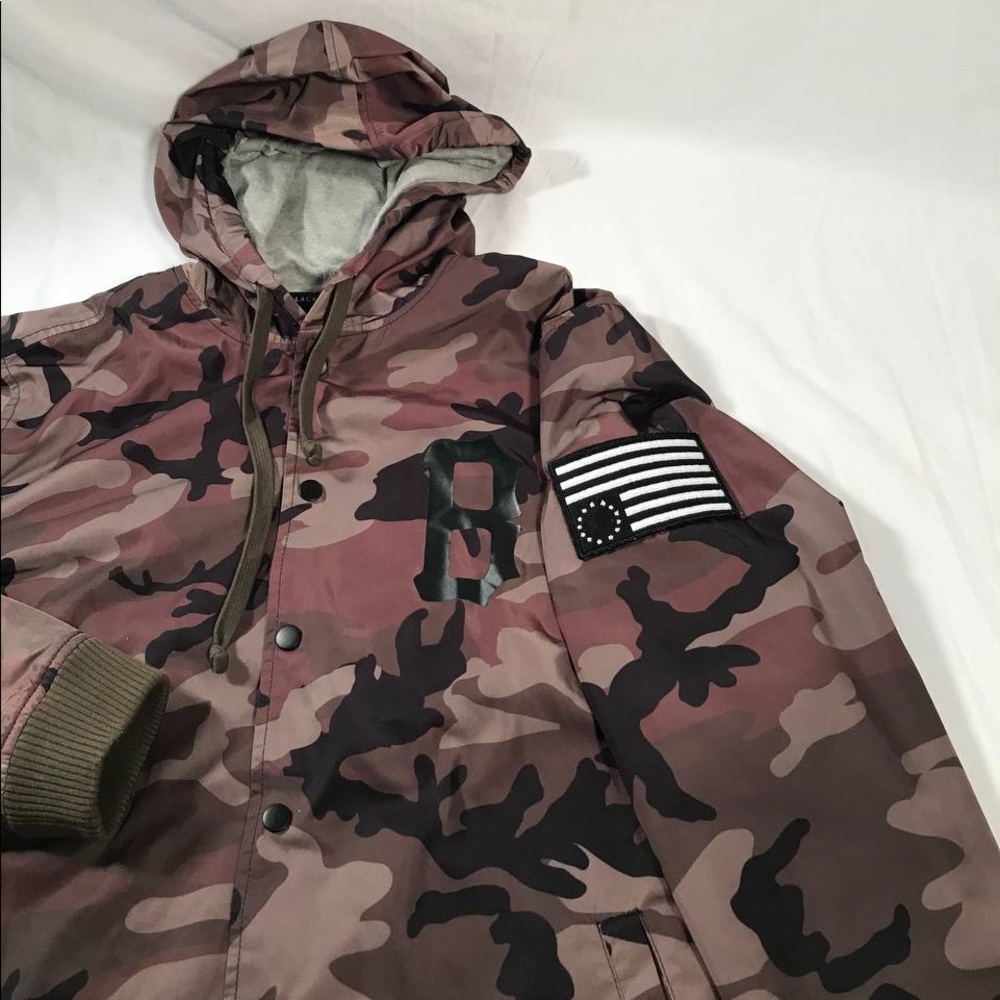 Men’s Black Scale Camo Pattern Snap Up Jacket Size Medium - Picture 5 of 7